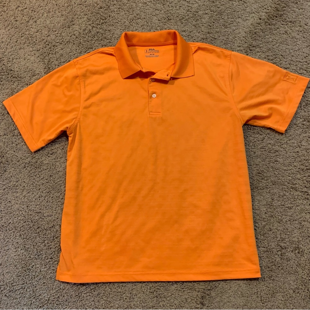 PGA Tour Orange Golf Shirt Polo Medium